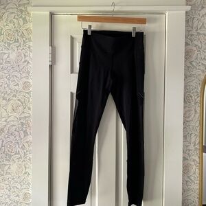 Lululemon Black Mid Rise Leggings with Mesh Backing